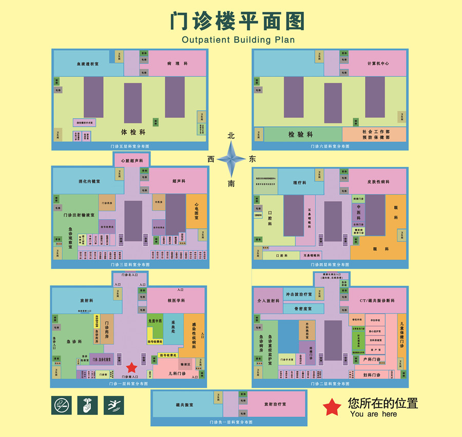 东院门诊楼布局-淄博市中心医院